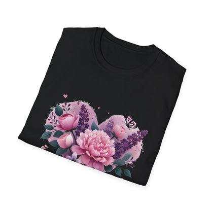 Mother's Day Floral T-Shirt — "Mother's Day I Love You" Heart Bouquet