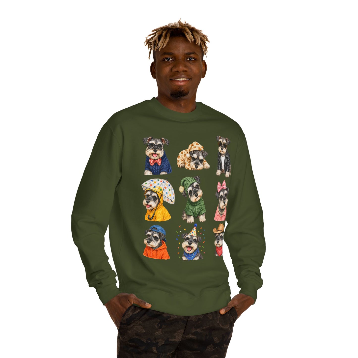 Cute Puppy Grid Sweatshirt — Watercolor Dogs Crewneck