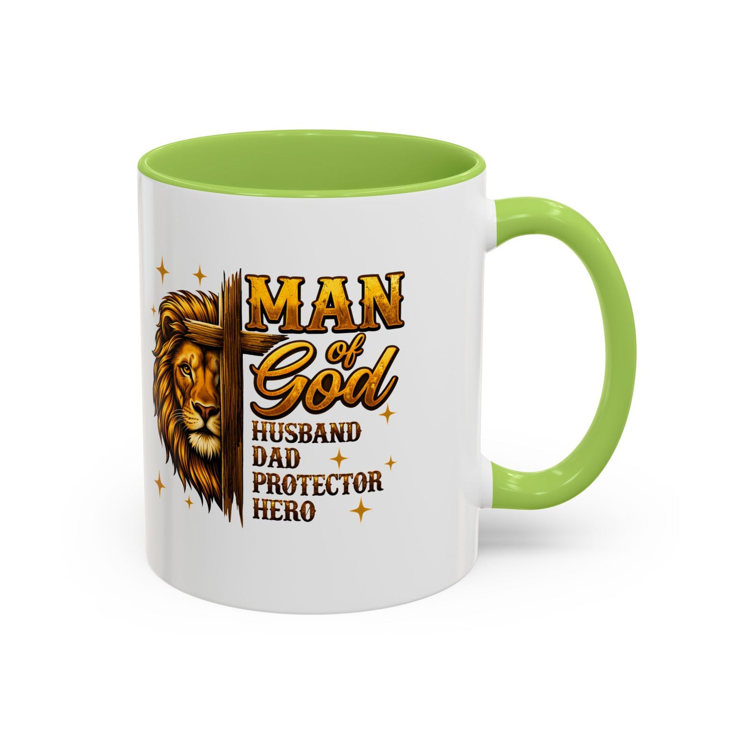 Man of God Lion Coffee Mug — 'Man of God' Religious Gift for Husband, Dad, Protector