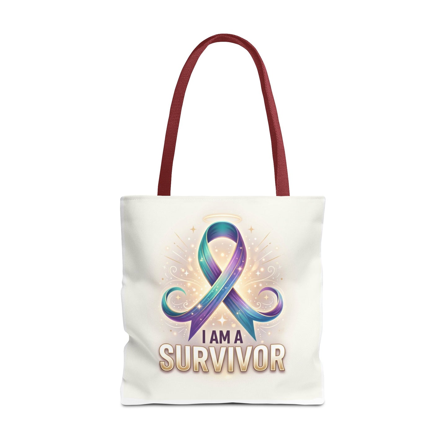 Survivor Ribbon Tote Bag - "I Am a Survivor" Awareness Reusable Shopper