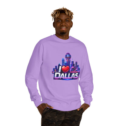I Heart Dallas Skyline Sweatshirt — Retro Neon City Crewneck