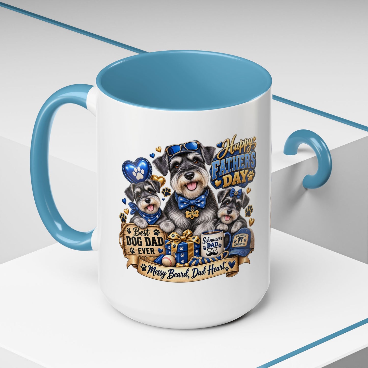 Father's Day Dog Dad Coffee Mug — "Happy Father's Day" Accent Mug (11/15oz)