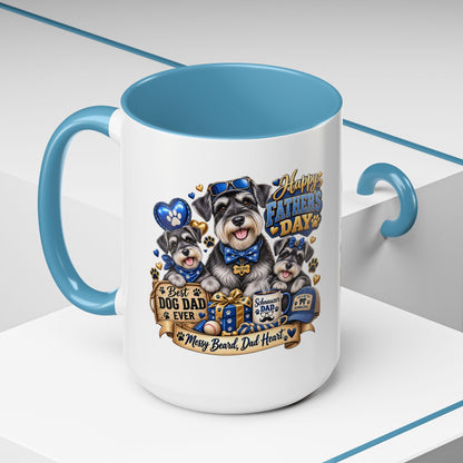 Father's Day Dog Dad Coffee Mug — "Happy Father's Day" Accent Mug (11/15oz)