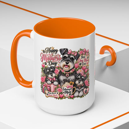 Mother's Day Schnauzer Coffee Mug — "Best Dog Mom Ever" Accent Mug (11/15oz)