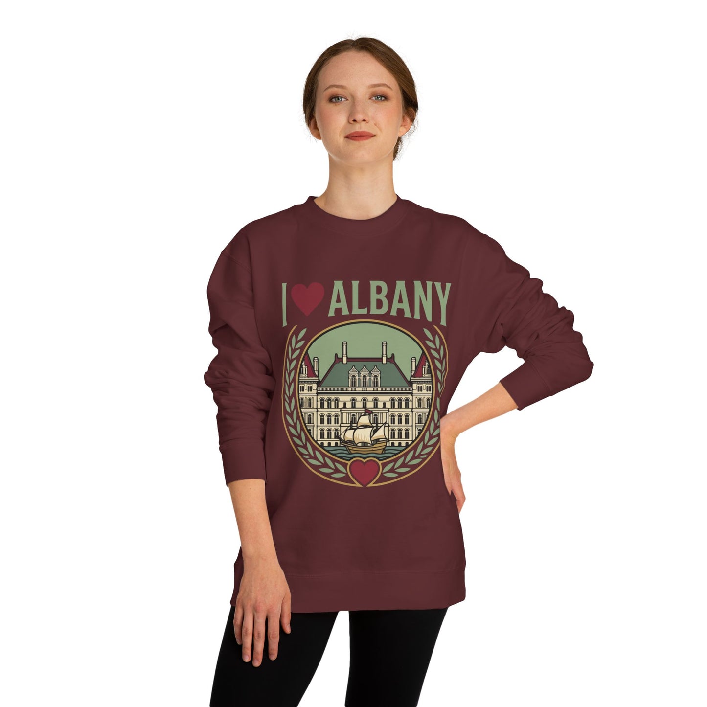 Albany Heart Crewneck Sweatshirt — I  Albany City Landmark Design