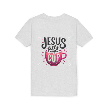 Jesus Fills My Cup Youth Tee — Christian Faith Kids Shirt