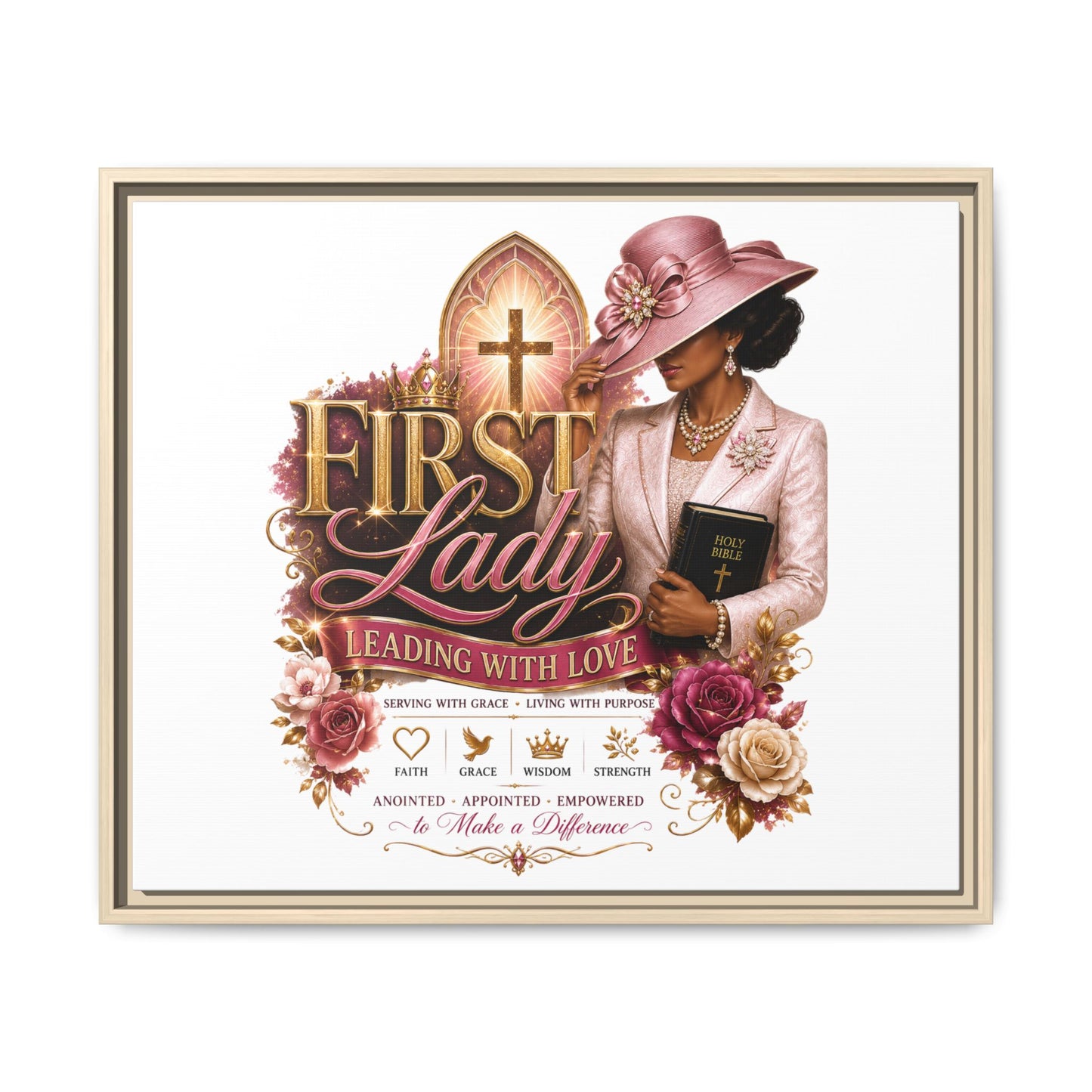 First Lady Faith Canvas Print — "First Lady: Leading With Love" Framed Matte Wall Art