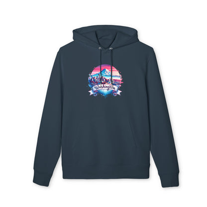 Washington State Skyline Hoodie — Retro Mt. Rainier Travel Pullover