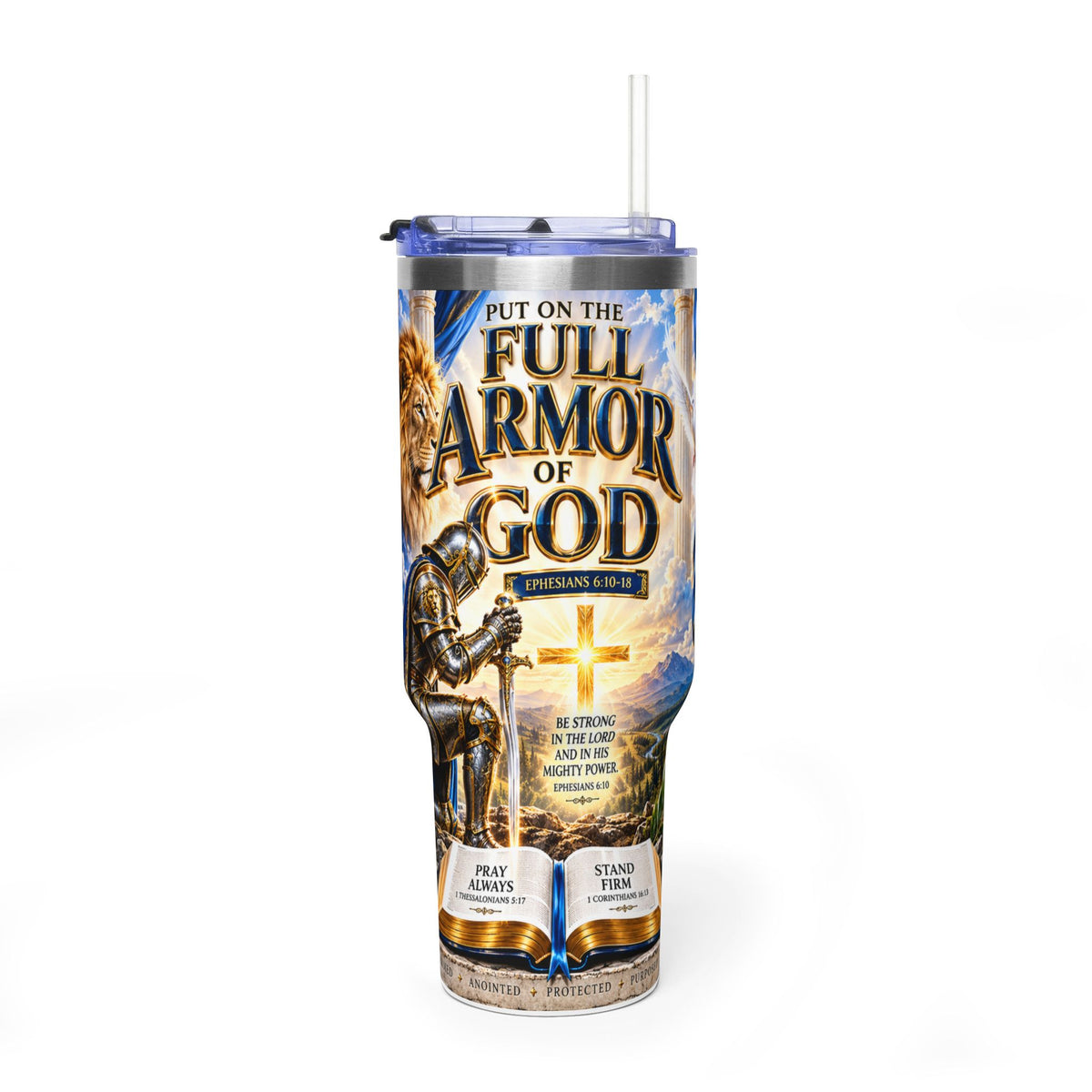 Armor of God 40oz Thermal Tumbler — Christian Inspirational Travel Mug