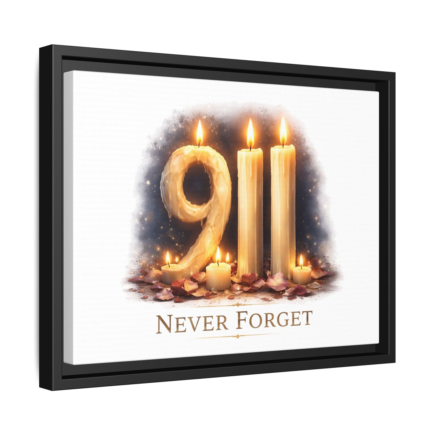 9/11 Never Forget Framed Canvas Print