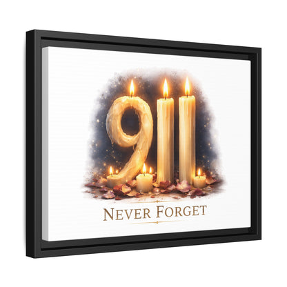 9/11 Never Forget Framed Canvas Print