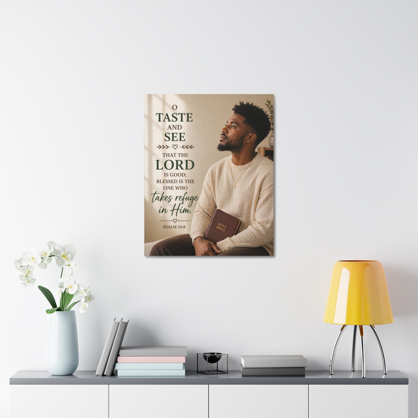 Canvas Wall Art - Psalm 34:8 "Taste and See" Inspirational Christian Prayer Print