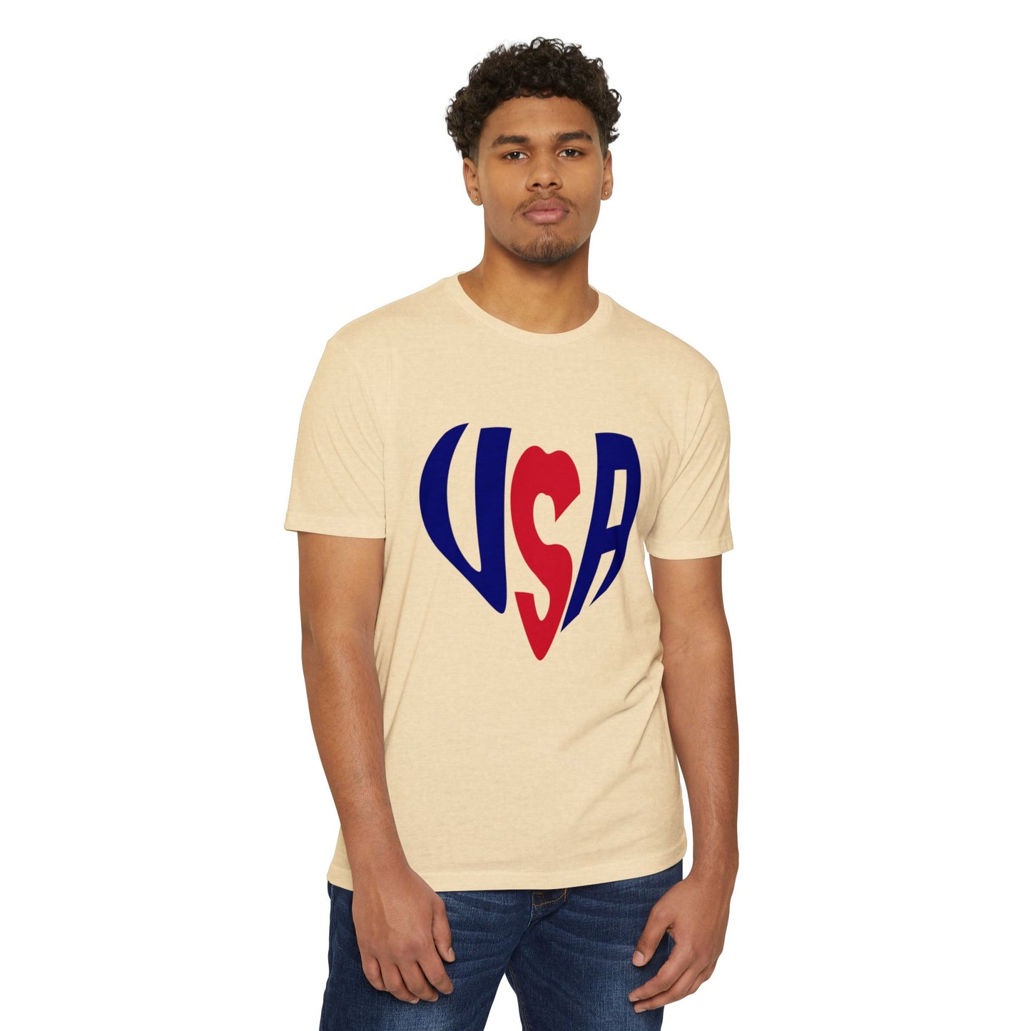USA Heart T-Shirt — Patriotic Red & Blue Tee for 4th of July