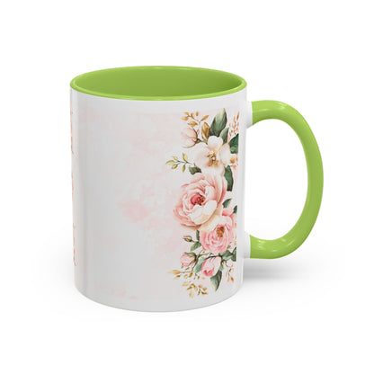 Mom Floral Accent Coffee Mug — Pink Roses Mother's Day Gift (11/15oz)
