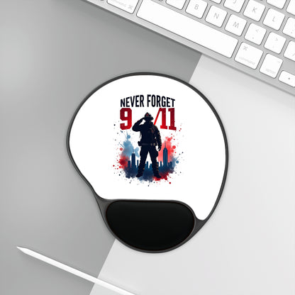 Never Forget 9/11 Mouse Pad with Wrist Rest — Patriotic Memorial Desk Pad