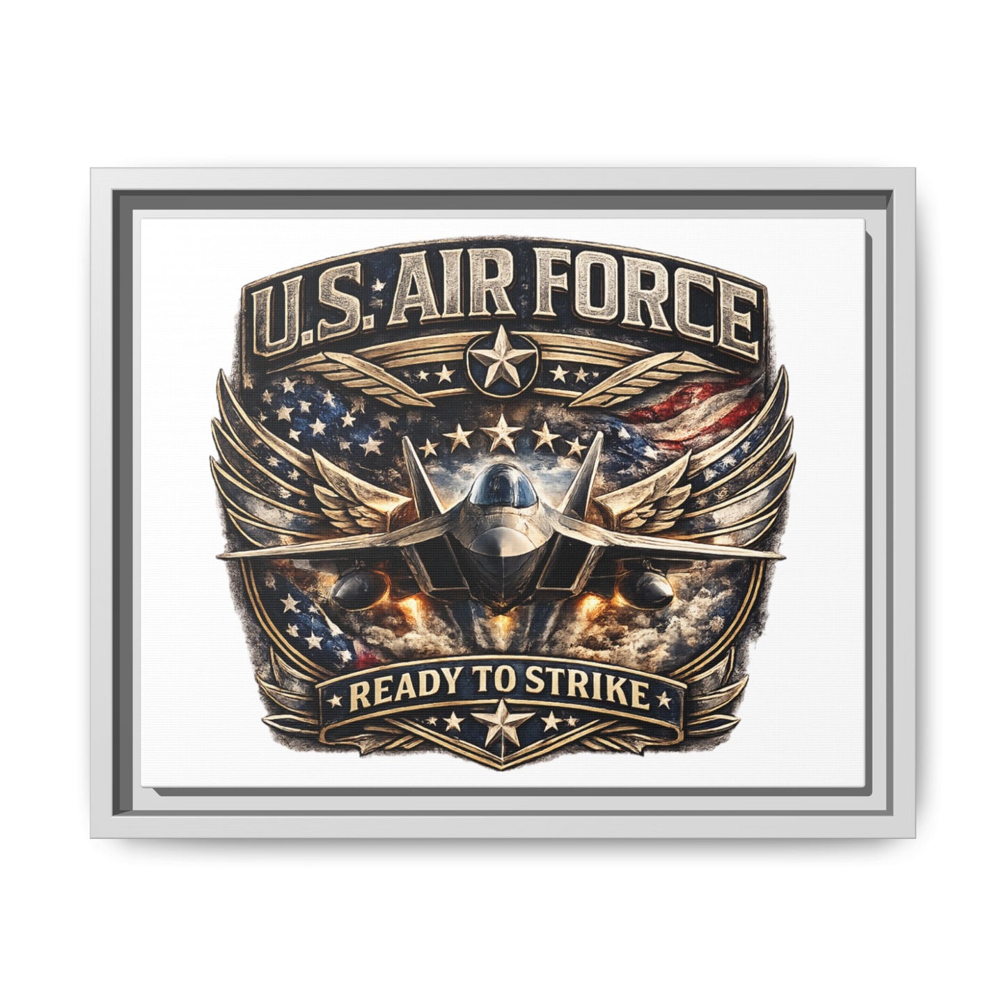 U.S. Air Force Framed Canvas Print – "Ready to Strike" Military Wall Art