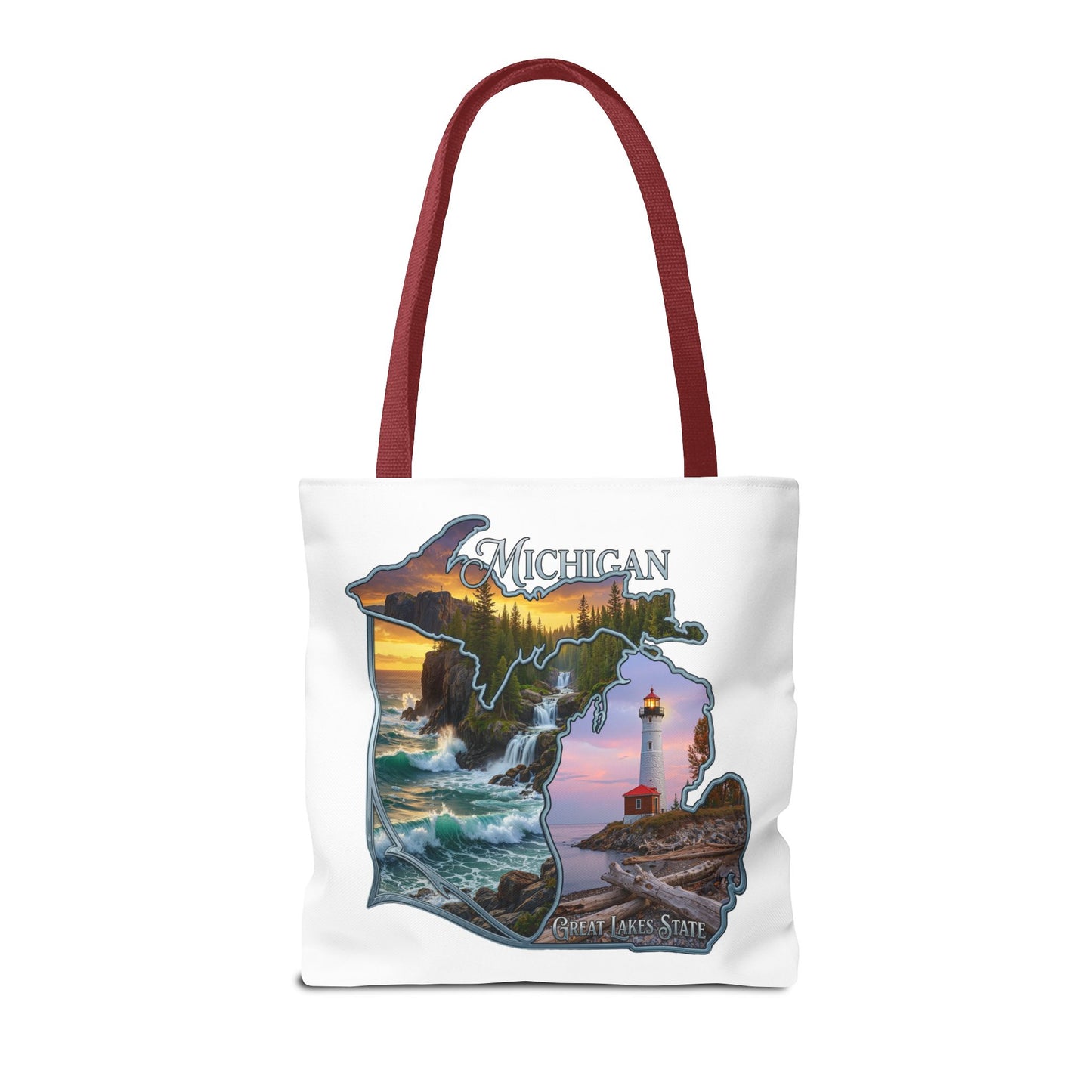 Michigan Lighthouse Tote Bag — Great Lakes Scenic State Travel Tote