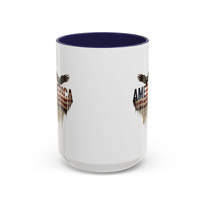 America Eagle Flag Accent Coffee Mug – Patriotic 11/15oz Ceramic