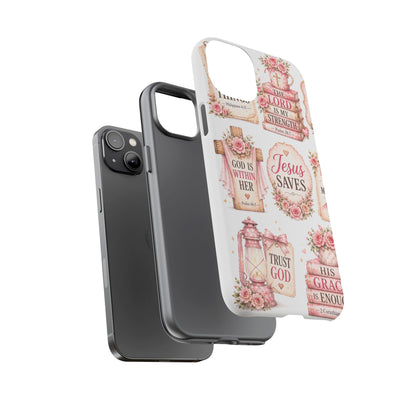 Faith Phone Case — 'Jesus Saves' Floral Christian Scripture iPhone Case