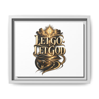 Let Go, Let God Framed Canvas Wall Art — Inspirational Christian Decor