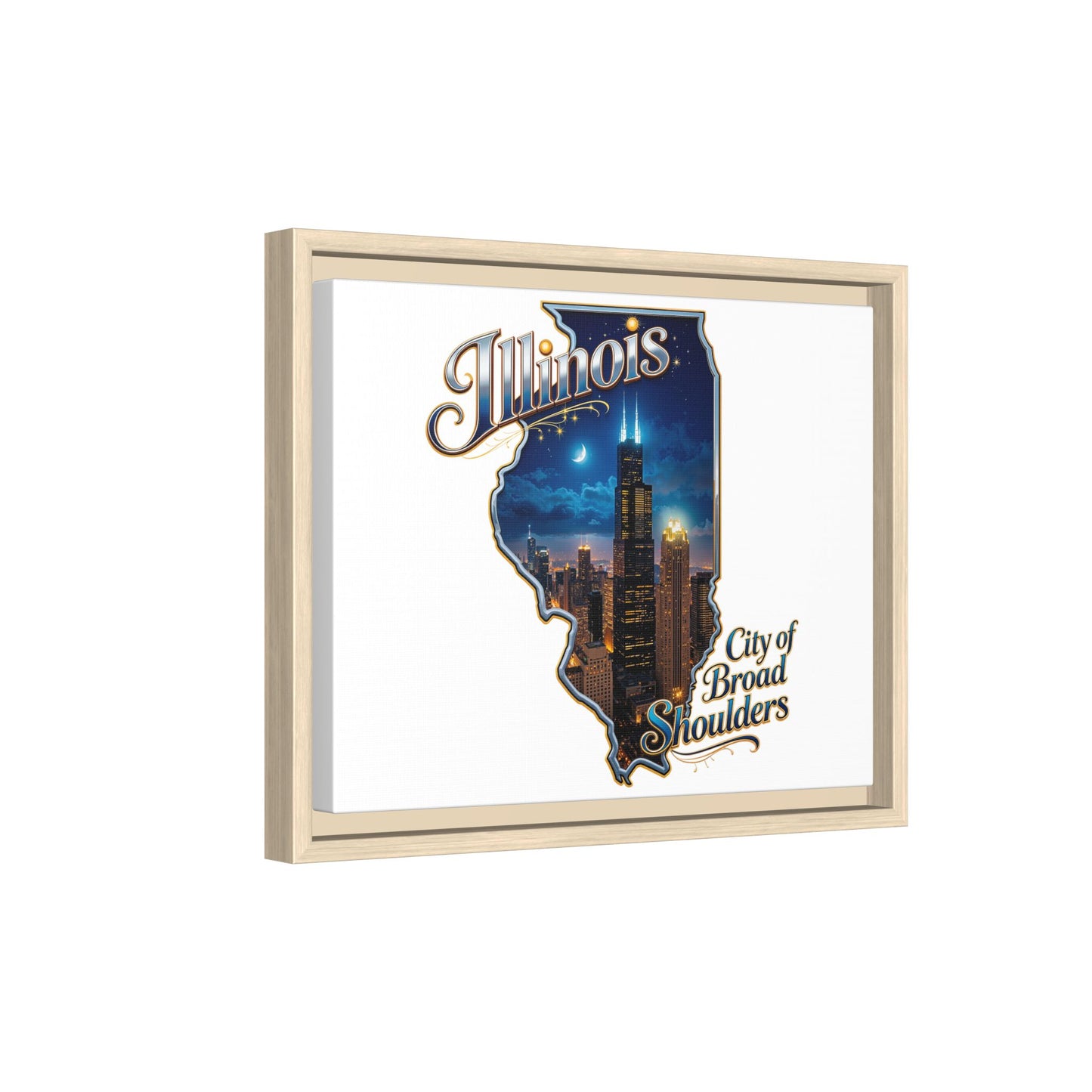 Illinois City of Broad Shoulders Matte Canvas Framed Wall Art