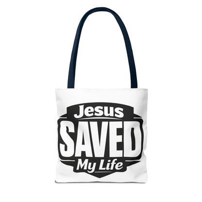 Jesus Saved My Life Tote Bag — Christian Faith Inspirational Carryall