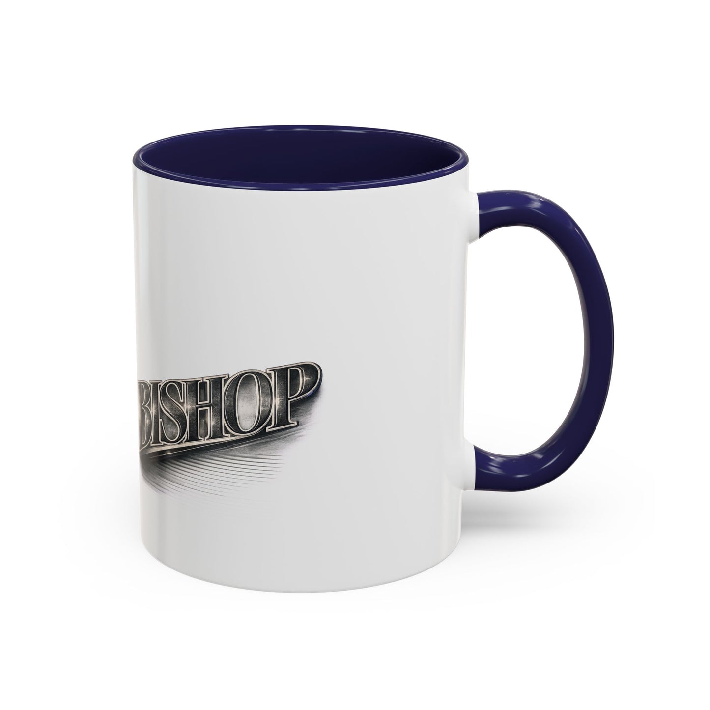 Vintage 'Bishop' Accent Coffee Mug — Retro Metallic Text Ceramic Mug (11/15oz)