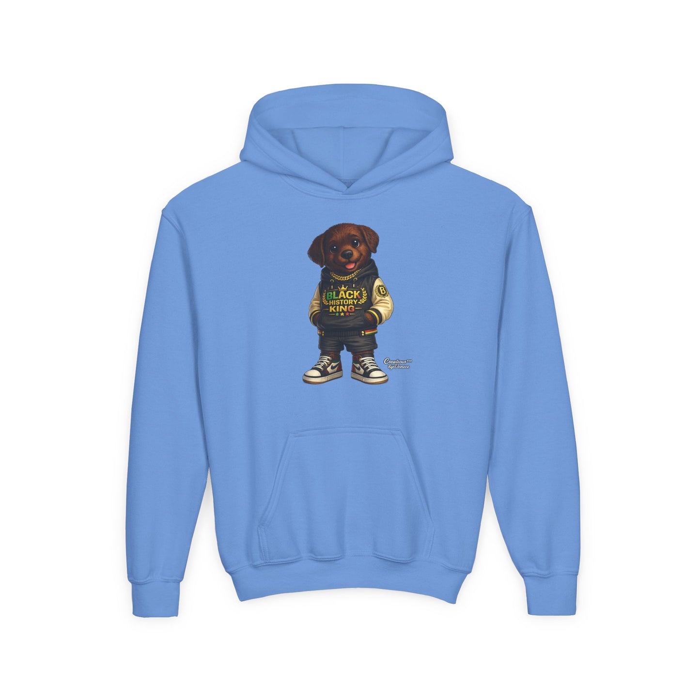 Youth Hoodie — 'Black History Kid' Puppy Graphic Sweatshirt