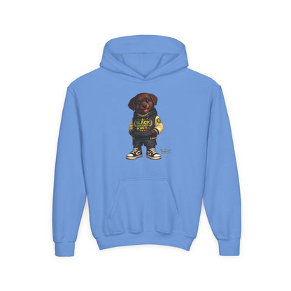 Youth Hoodie — 'Black History Kid' Puppy Graphic Sweatshirt