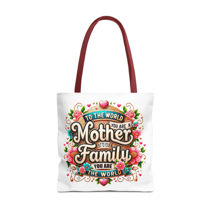 Mother & Family Floral Tote Bag — "To the world you are a Mother" Gift Tote
