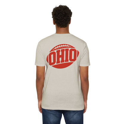 Ohio Football T-Shirt — Retro Red Football Logo Tee