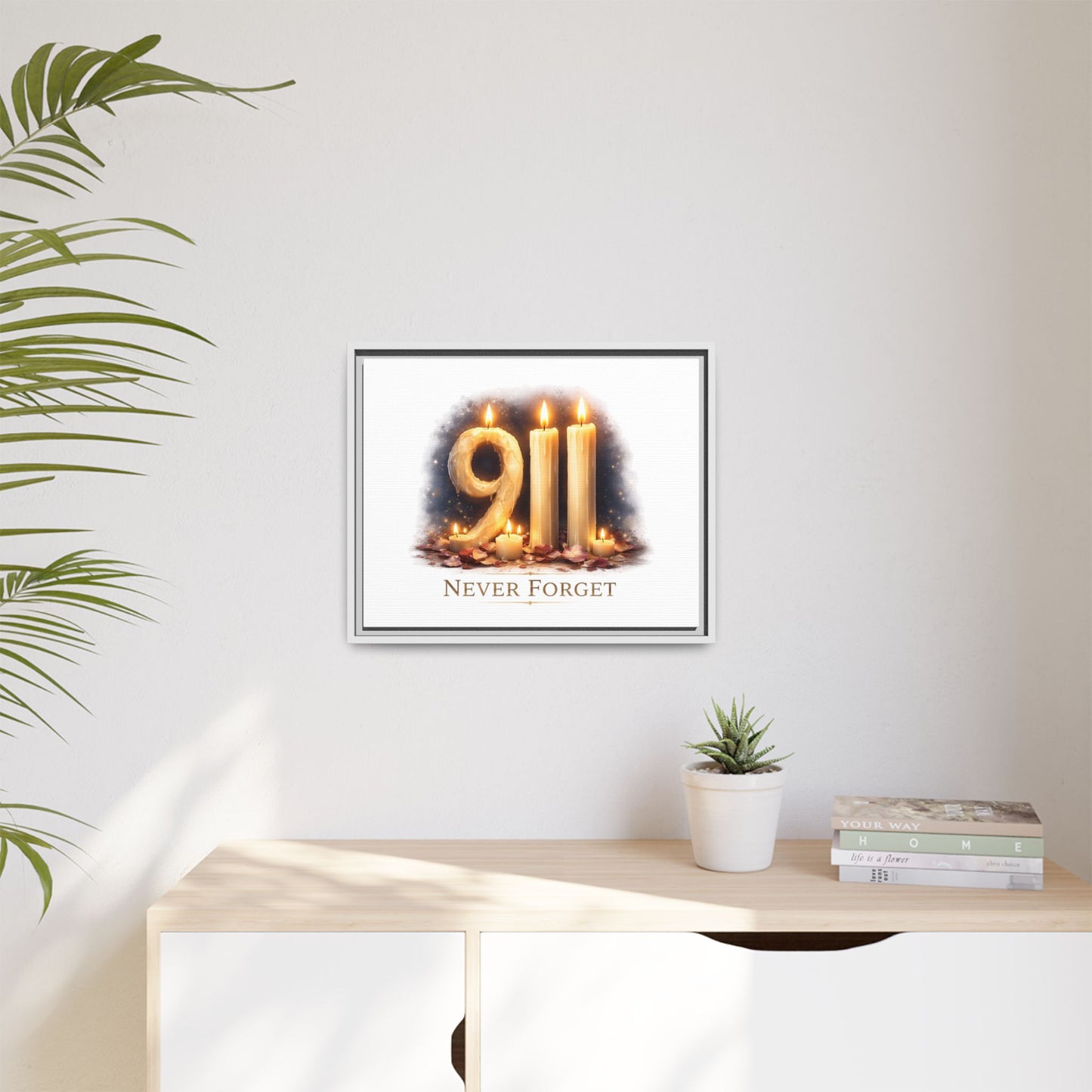 9/11 Never Forget Framed Canvas Print