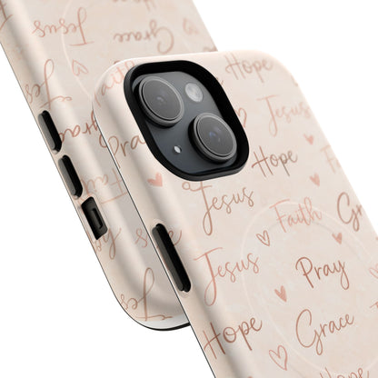 Christian Words Tough Magnetic Phone Case — Hope Pray Grace Jesus Faith