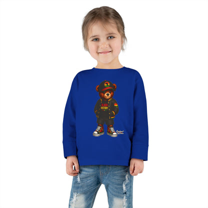 Cool Teddy Bear Toddler Long Sleeve Tee — Urban Streetwear Kids Shirt