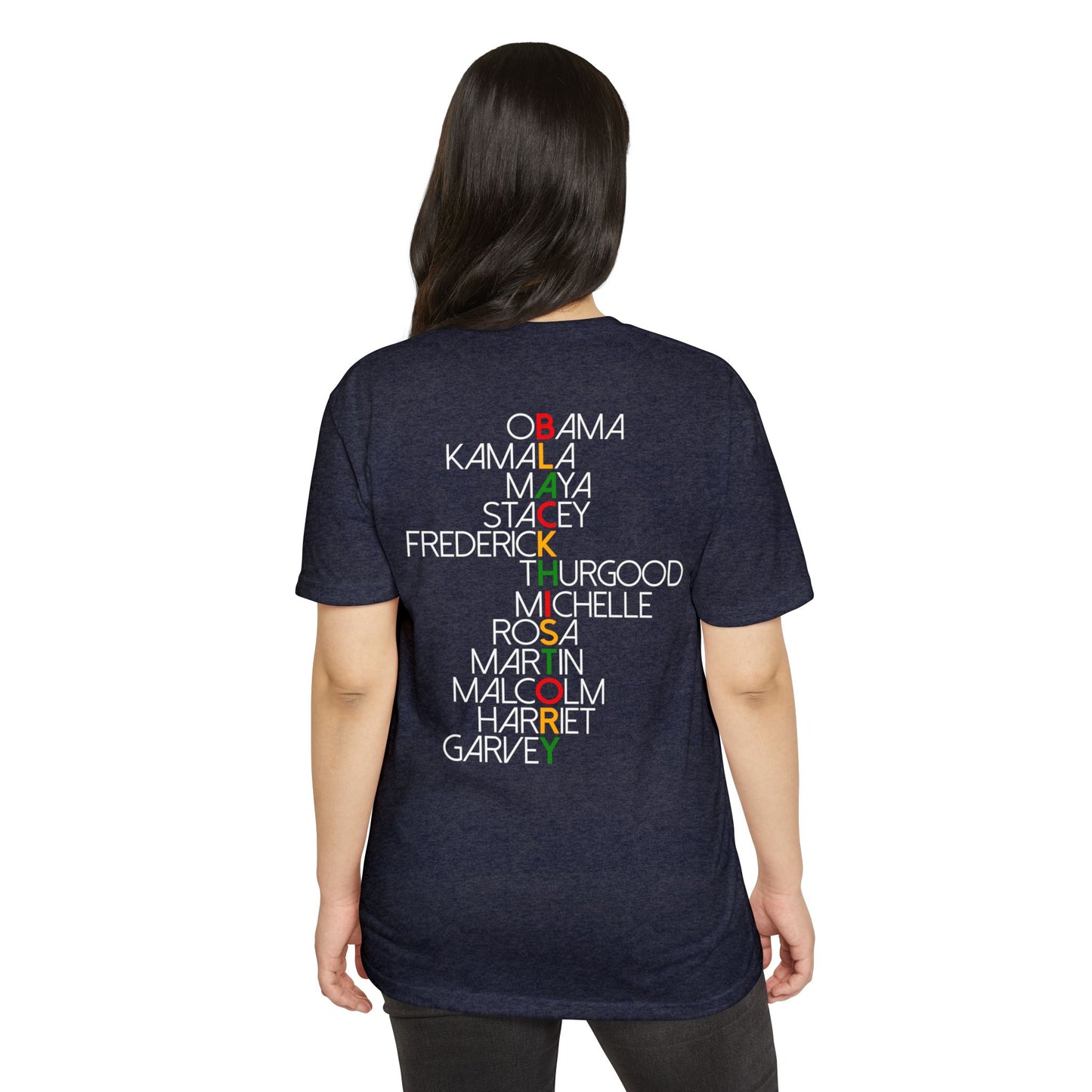Black History Leaders Vertical Names T-Shirt — Obama, Kamala, Rosa, Malcolm & More