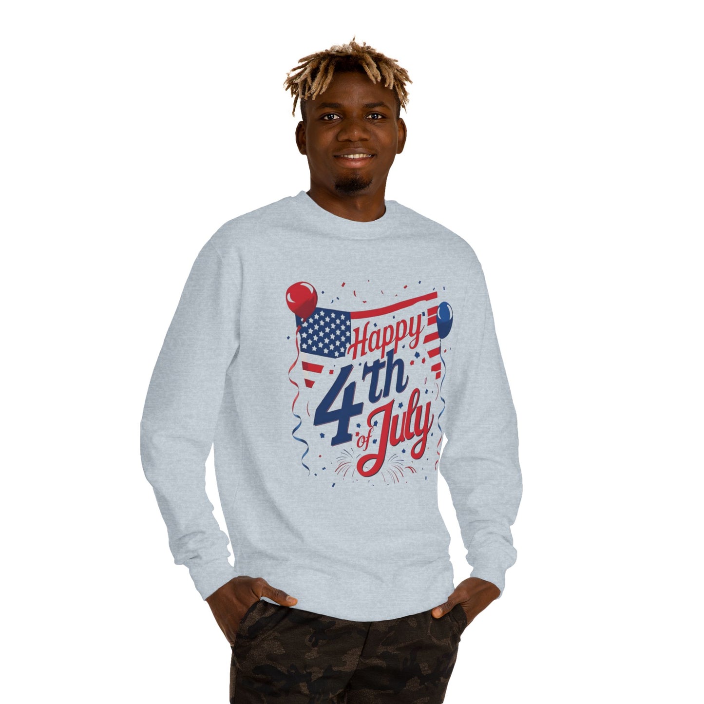 Happy 4th of July Crewneck Sweatshirt — Patriotic American Flag Design