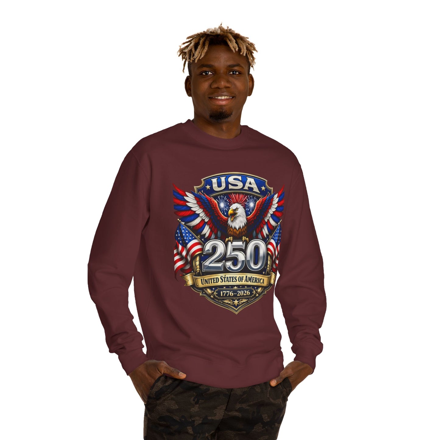 USA 250th Anniversary Sweatshirt — Patriotic Eagle 1776–2026 Crewneck