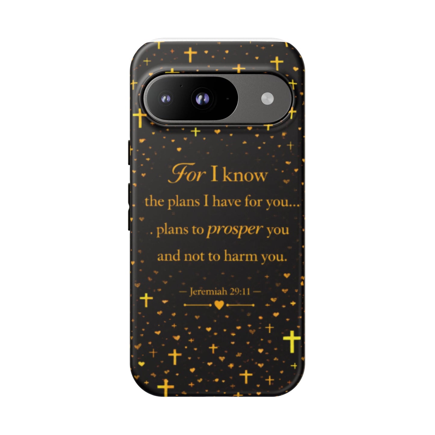 Phone Case — "For I Know" Jeremiah 29:11 Gold Cross Christian Tough Case
