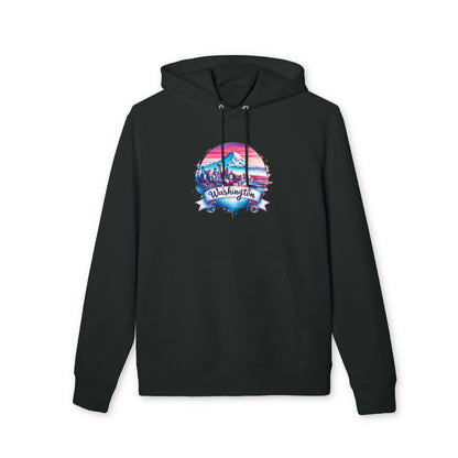 Washington State Skyline Hoodie — Retro Mt. Rainier Travel Pullover