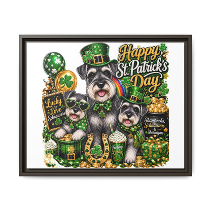 Happy St. Patrick's Day Schnauzer Canvas Print
