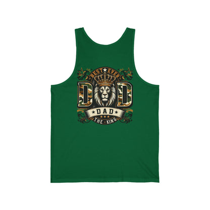Dad Tank Top — "Best Ever Dad The King" Lion Graphic Fathers Day Gift