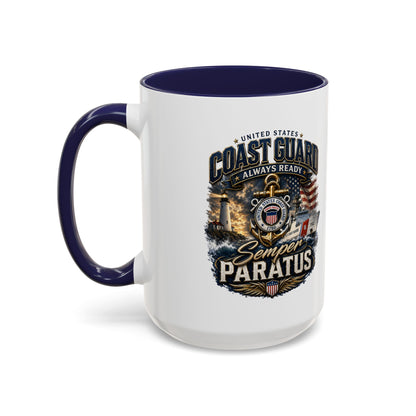 Coast Guard Semper Paratus Accent Coffee Mug – Patriotic Military Gift (11/15oz)