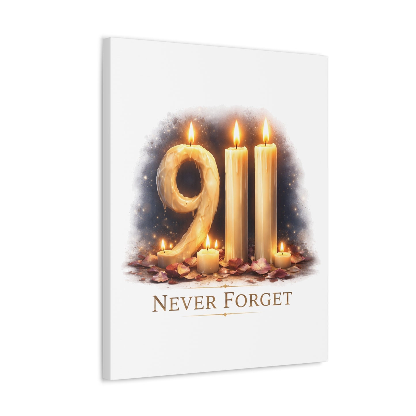 9/11 Never Forget Candle Memorial Stretched Canvas