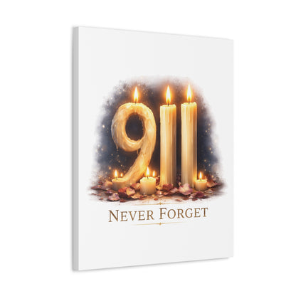 9/11 Never Forget Candle Memorial Stretched Canvas