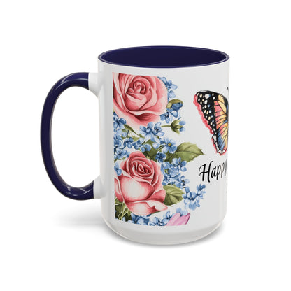 Mother's Day Butterfly Floral Coffee Mug – "Happy Mother's Day" Accent Mug (11/15 oz)