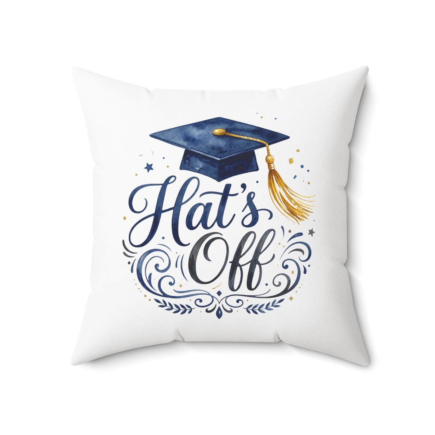 Graduation Pillow — "Hats Off" Decorative Throw Pillow with Cap & Tassel