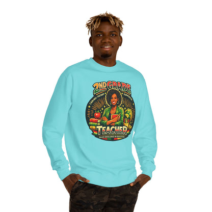 2nd Grade Teacher Sweatshirt — Proud Black Educator Crewneck