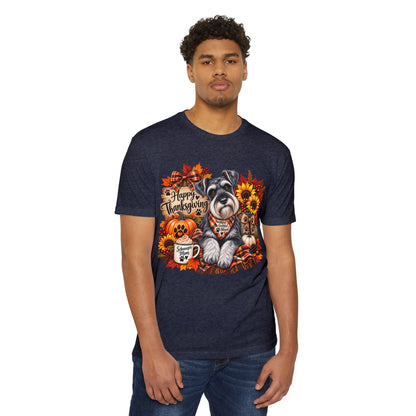 Thanksgiving Schnauzer T-Shirt — Happy Thanksgiving Fall Dog Tee