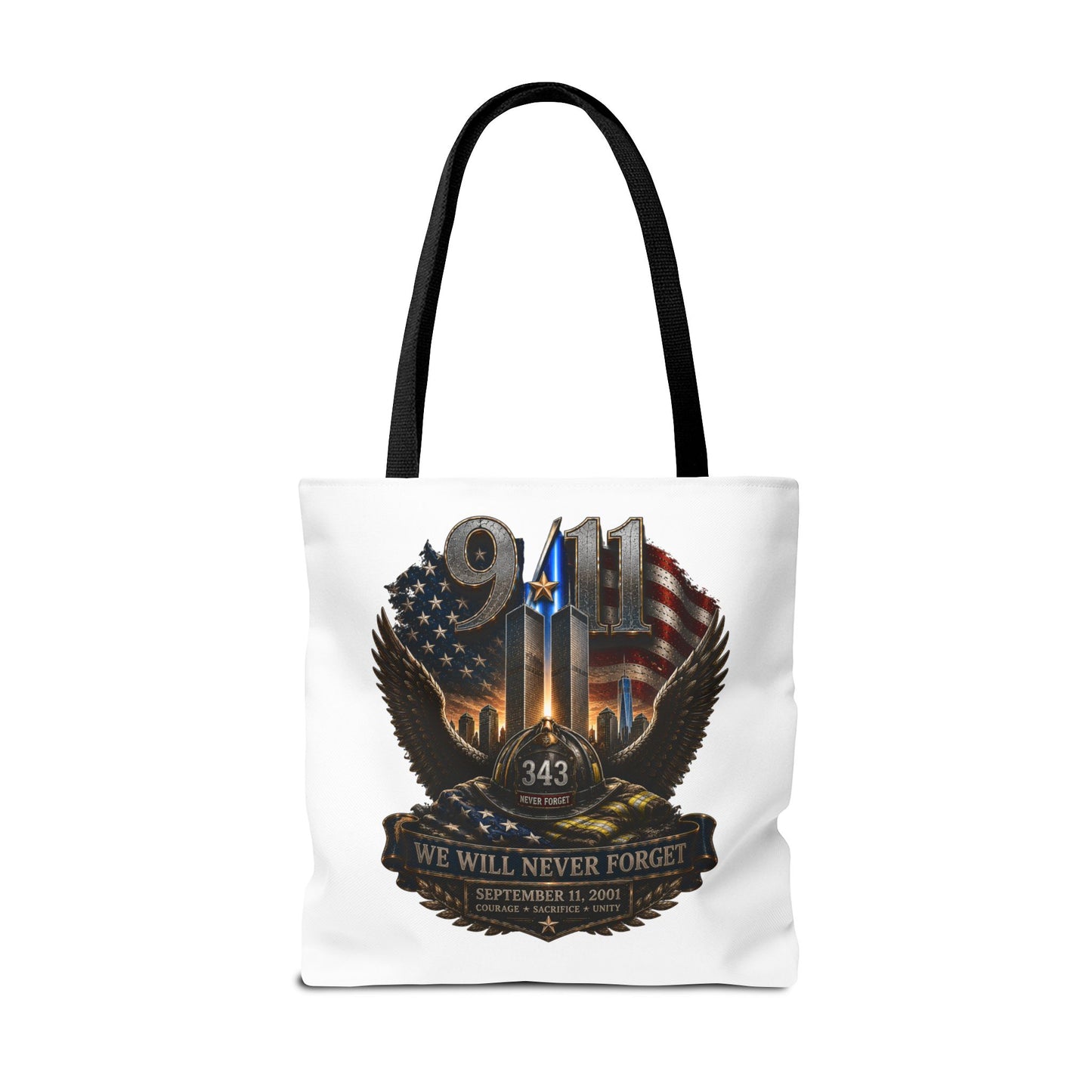 9/11 Memorial Tote Bag — "We Will Never Forget" Tribute Tote
