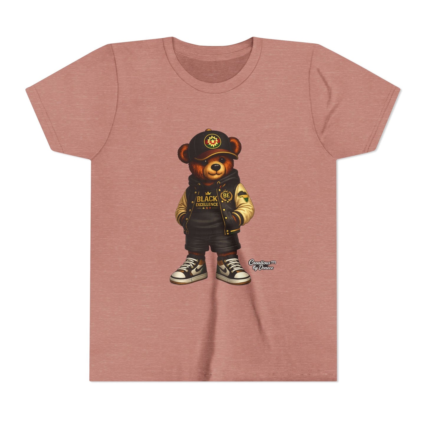 Youth Tee — Streetwear Teddy Bear Graphic (Black Varsity)